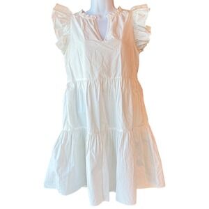 A‎ Loves A White Cotton Tiered Ruffle Mini Dress Size XSmall NEW With Tag